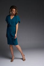 Load image into Gallery viewer, Joseph Ribkoff Short Sleeve V-Neck Wrap Style Dress in Lagoon or Royal Sapphire
