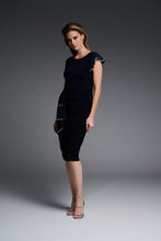 Load image into Gallery viewer, Joseph Ribkoff Sleeveless Dress with Rhinestone Trimmed Ruffle

