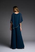 Load image into Gallery viewer, Joseph Ribkoff Chiffon V-Neck Top with Attached Cape &amp; Jewel Trim in Nightfall or Mulberry
