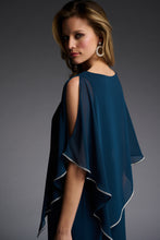 Load image into Gallery viewer, Joseph Ribkoff Chiffon V-Neck Top with Attached Cape &amp; Jewel Trim in Nightfall or Mulberry

