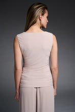 Load image into Gallery viewer, Joseph Ribkoff Sand Sleeveless V-Neck Wrap Front Silver Sequin Top
