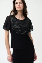 Load image into Gallery viewer, Joseph Ribkoff Black Top with Black Sequined Short Cape
