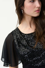 Load image into Gallery viewer, Joseph Ribkoff Black Top with Black Sequined Short Cape

