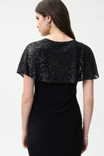 Load image into Gallery viewer, Joseph Ribkoff Black Top with Black Sequined Short Cape
