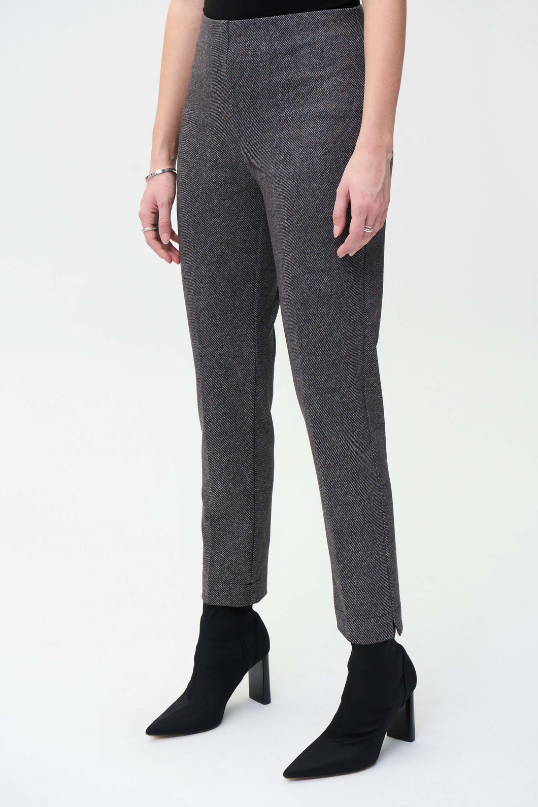 Joseph Ribkoff Black & Multi-Colour Pull On Slim Pants