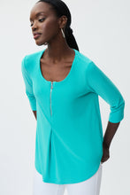 Load image into Gallery viewer, Joseph Ribkoff 3/4 Sleeve Round Neck Zip Front Top in Dazzle Pink or Palm Springs
