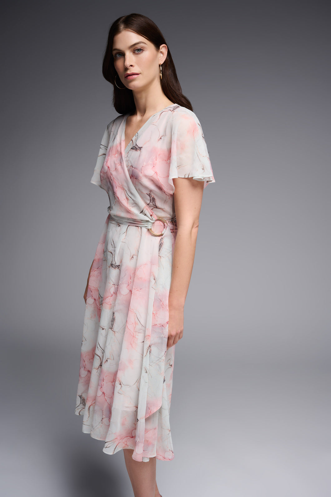 Joseph Ribkoff Mint Multi Short Sleeve Print Wrap Dress