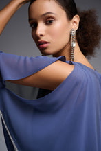 Load image into Gallery viewer, Joseph Ribkoff Signature V-Neck Top with Chiffon Overlay &amp; Sparkle Trim
