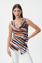 Load image into Gallery viewer, Joseph Ribkoff Brown Multi Sleeveless Cowl Neck Print Top
