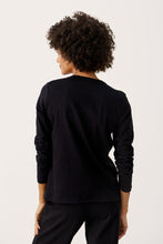 Load image into Gallery viewer, Part Two Refia Long Sleeved Round Neck Cotton T-Shirt in Black or Bright White
