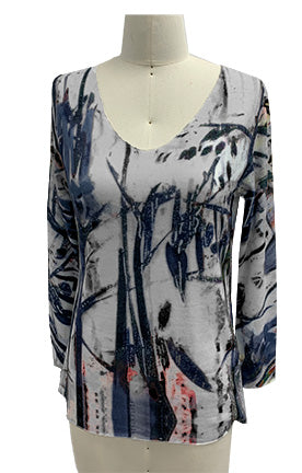Orly V-Neck Multi Print Top