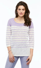 Load image into Gallery viewer, Orly 3/4 Sleeve Round Neck Stripe Sweater in Lavender or Peony

