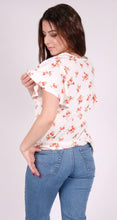 Load image into Gallery viewer, Isca V-Neck Flutter Cap Sleeve Floral Print Top
