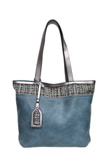 Load image into Gallery viewer, B.lush Classic Tote with Tweed Detail in Turquoise or Wine
