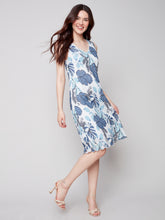 Load image into Gallery viewer, Charlie B Sleeveless Printed Cotton Gauze Dress in Waterlily
