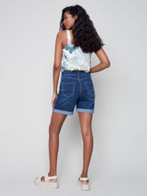 Load image into Gallery viewer, Charlie B Stretch Denim or Twill Short With Rolled-Up Hem in Indigo or Greige
