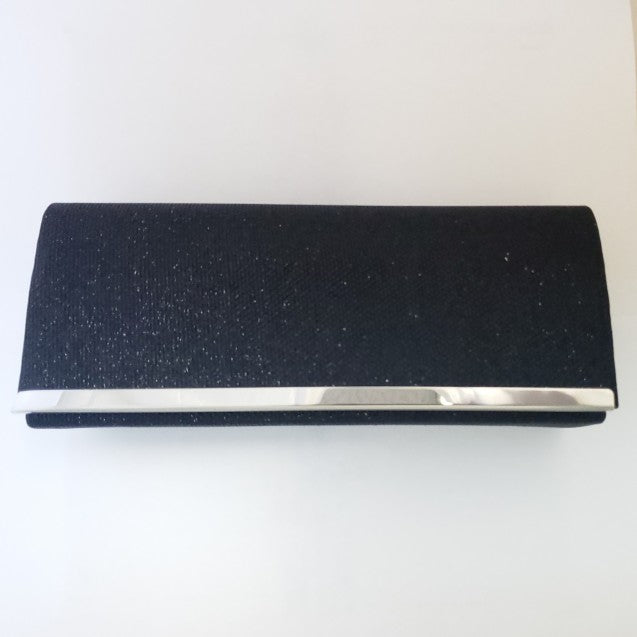 Evershine Sparkle Clutch with Metal Bar Detail in Silver, Black or Champagne