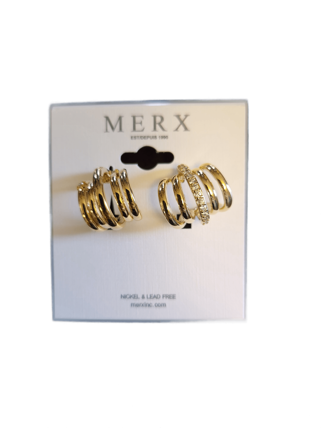Merx Gold/Crystal loops Post Back Earrings