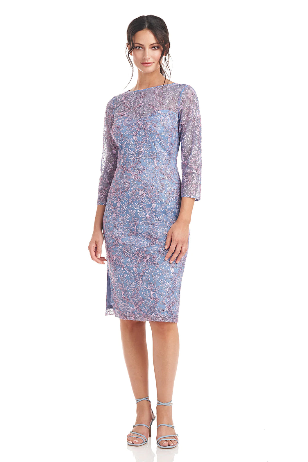 JS Collections Aegean Blue Payton Illusion Cocktail Dress Style Boutique JS Collections Aegean Blue Payton Illusion Cocktail Dress Style Boutique