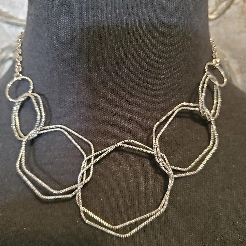 Cherie Short Silver Multi-Hoop Necklace & Earring Set