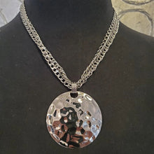 Load image into Gallery viewer, Cherie Double Strand Silver Chain Circle Necklace &amp; Earring Set
