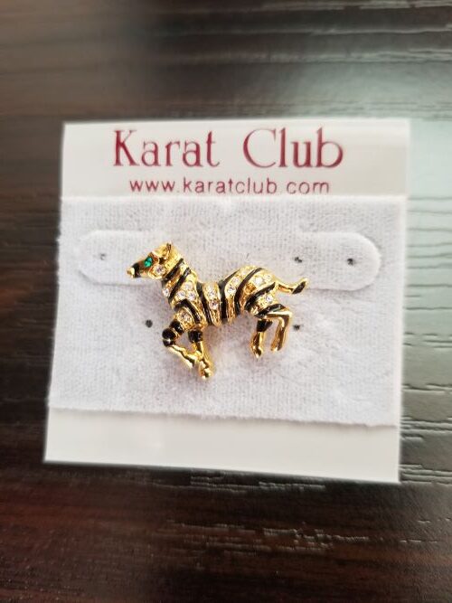 Karat Club Gold, Black with Jewels Zebra Mask Pin