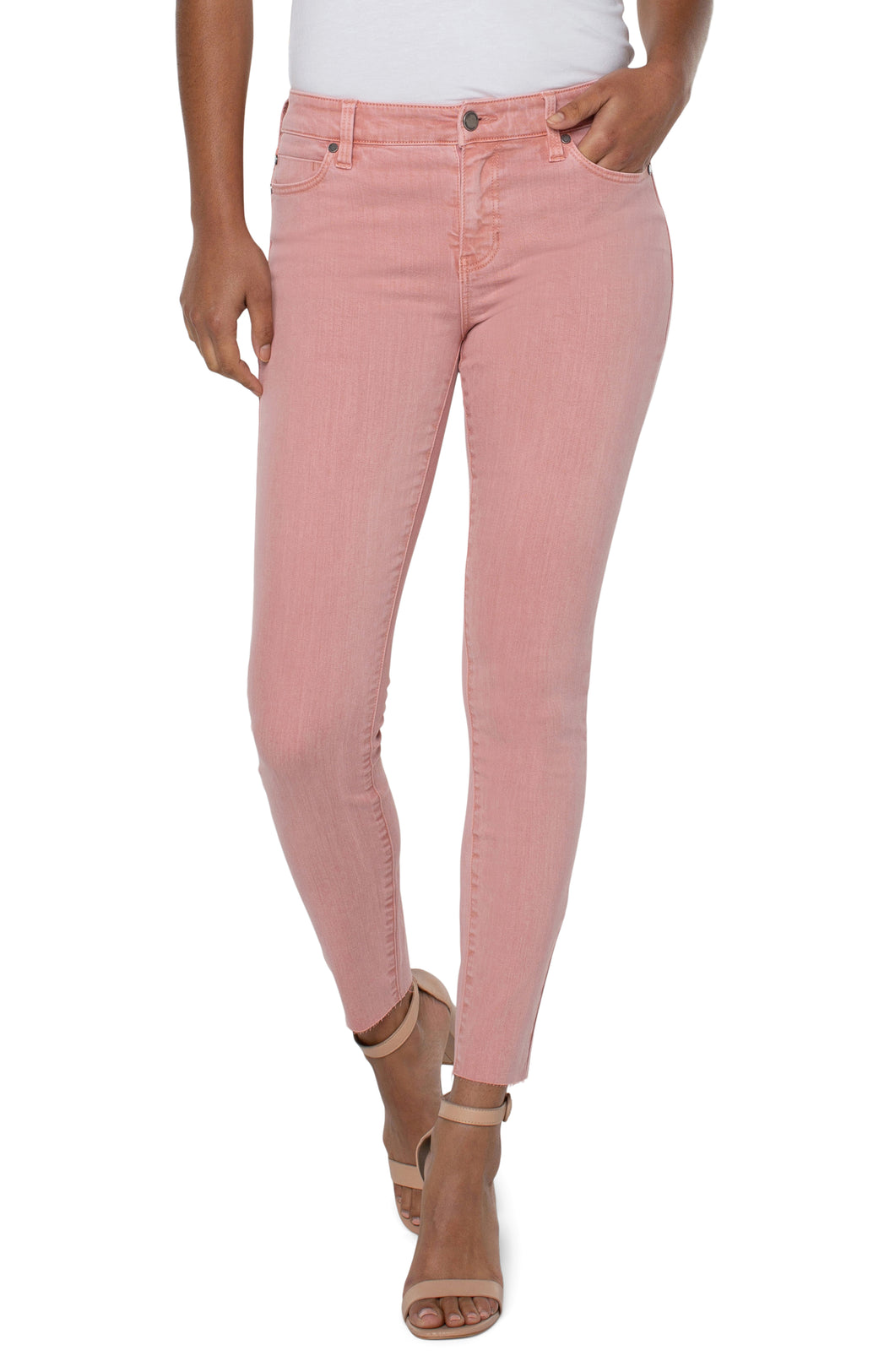 Liverpool Rose Blush Abby Ankle Skinny Jean with Cut Hem