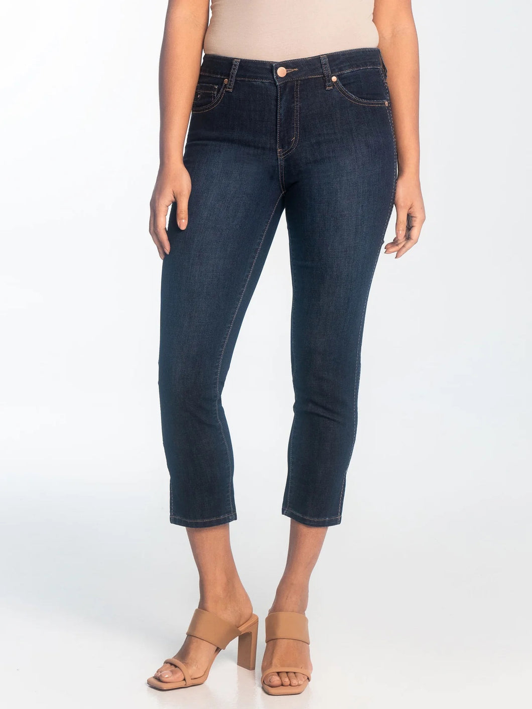 Lois Georgia Darkstone Mid-High Waist Cropped Skinny Leg Stretch Jeans