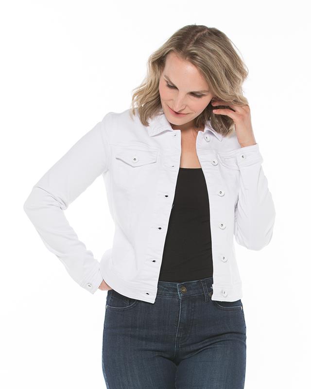Lois Brenda White Relaxed Fit Stretch Denim Jacket