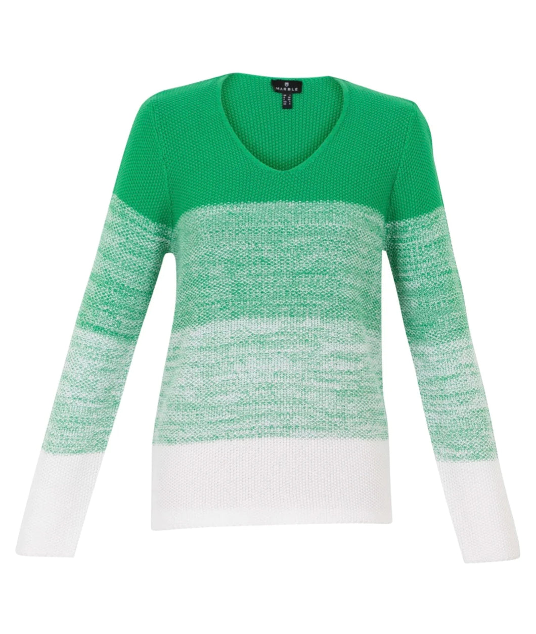 Marble Long Sleeve V-Neck Green Sweater