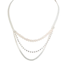 Load image into Gallery viewer, Merx Fashion Shiny Silver, Crystal &amp; White Pearl Necklace
