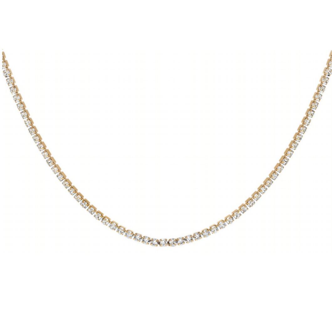 Merx Sofistica Short Gold Tennis Rhinestone Necklace