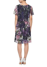 Load image into Gallery viewer, SLNY Navy Multi Floral Print Short Sleeve Tier Dress
