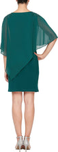 Load image into Gallery viewer, SLNY Icy Orchid Sleeveless Dress with Attached Chiffon Cape
