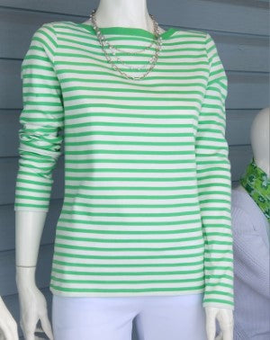 Tom Tailor Contrast Boat Neck Striped Cotton Top in Various Colours
