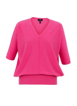 Marble Pink V-Neck Short Dolman Sleeve Sweater