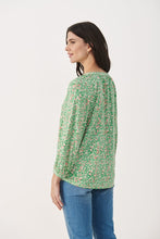 Load image into Gallery viewer, Part Two Milea Long Sleeve V-Neck Viscose Blouse in Greenbrair Leo Print
