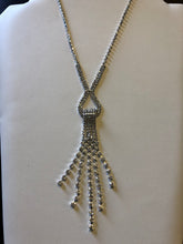 Load image into Gallery viewer, Karat Club Silver Crystal Loop with Crystal 5 Tier Dangle Necklace
