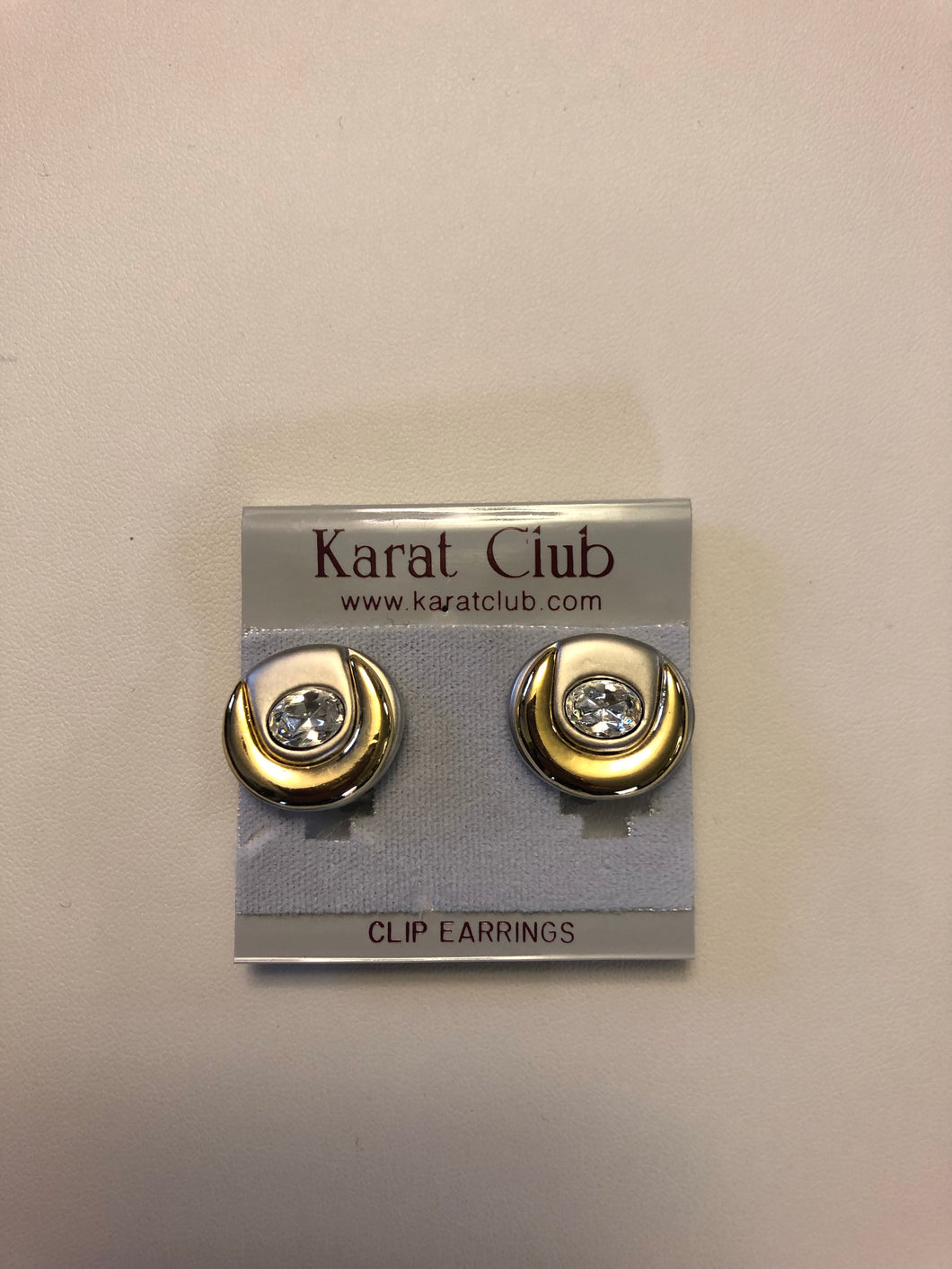 Karat Club Tri-Colour Clip On Earrings with Crystal Set Satin