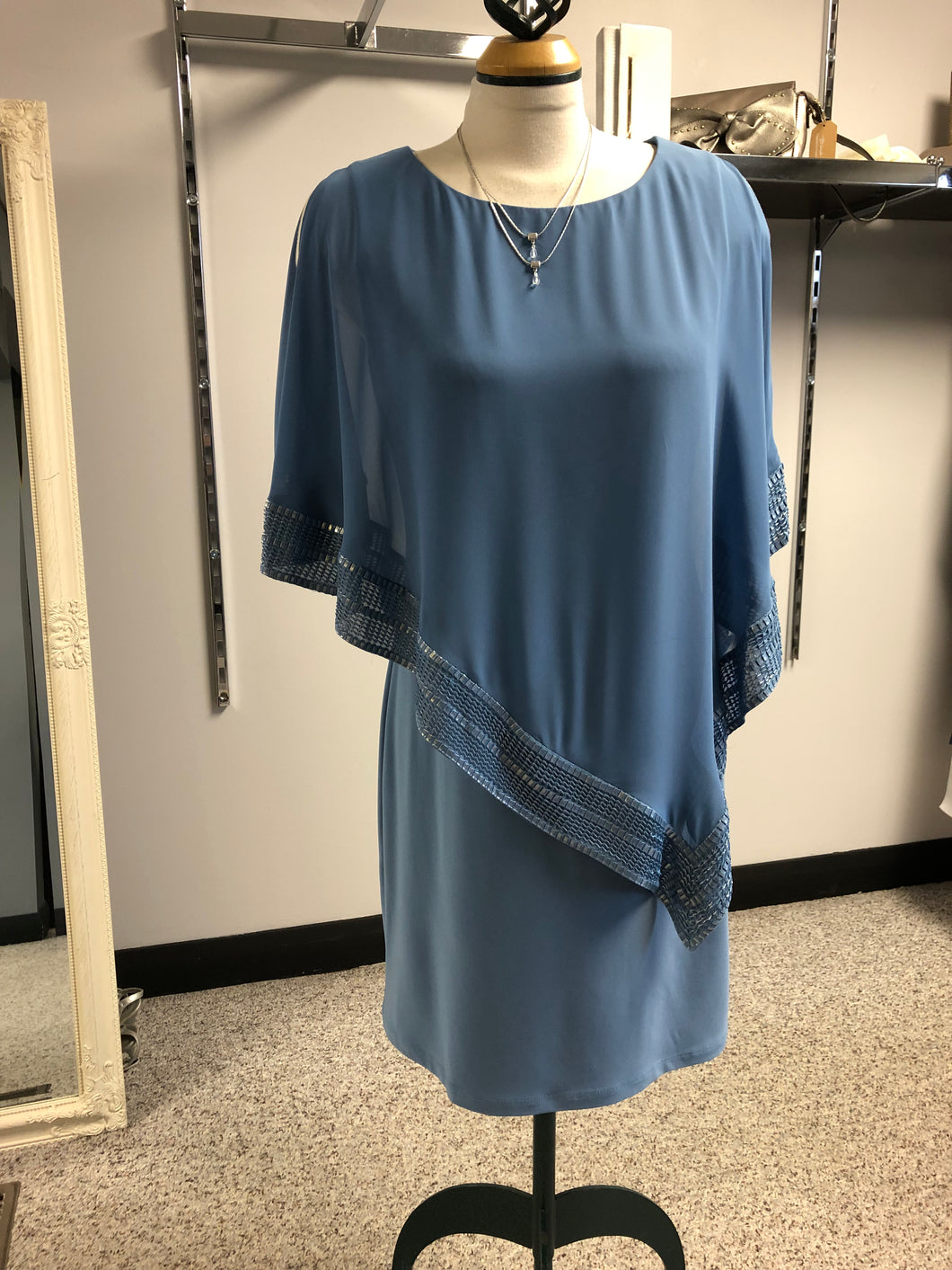 SLNY Sleeveless Shift Dress with Matching Cape