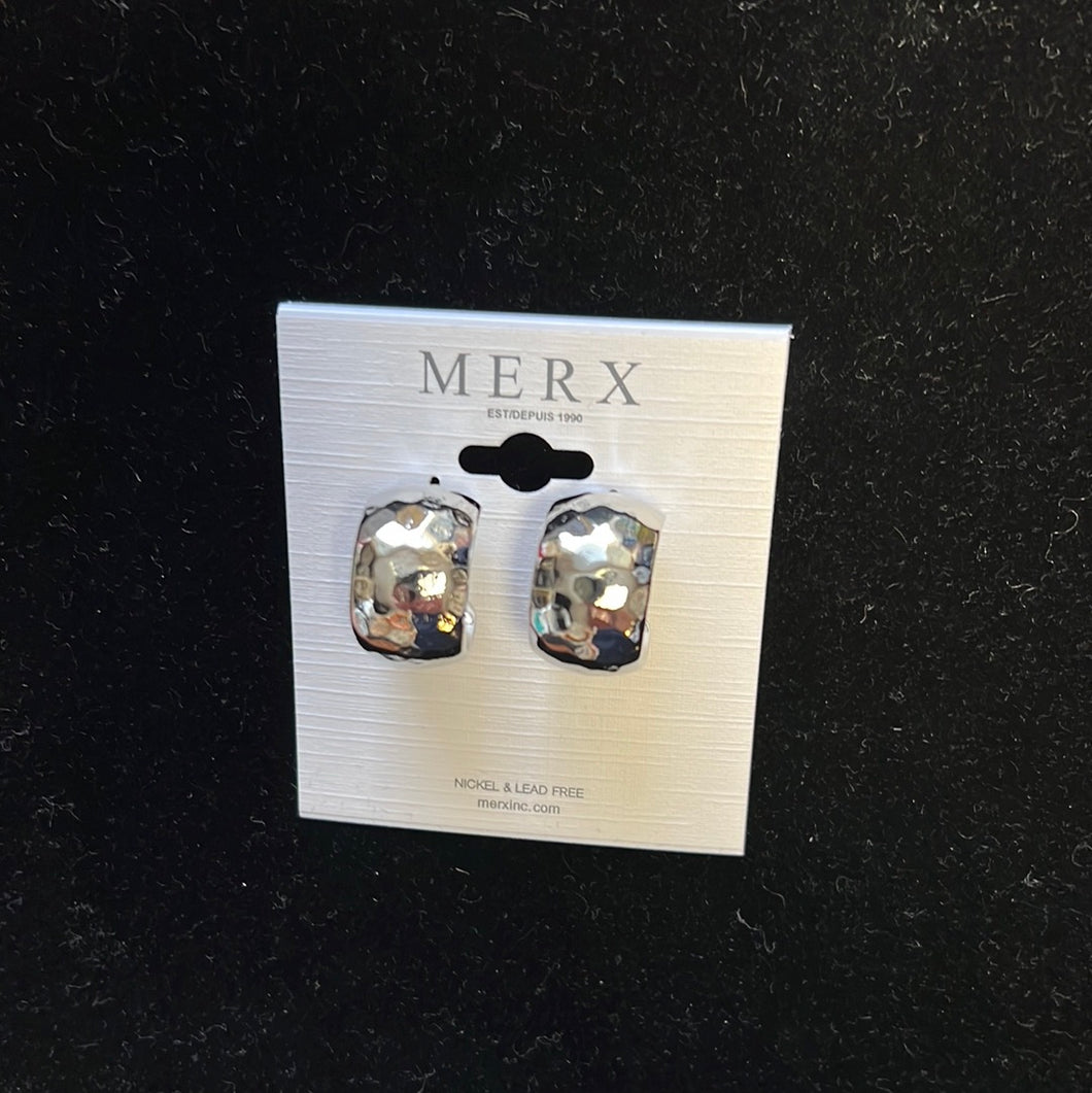 Merx Sofistica Rhodium Wide Semi Hoop Earrings