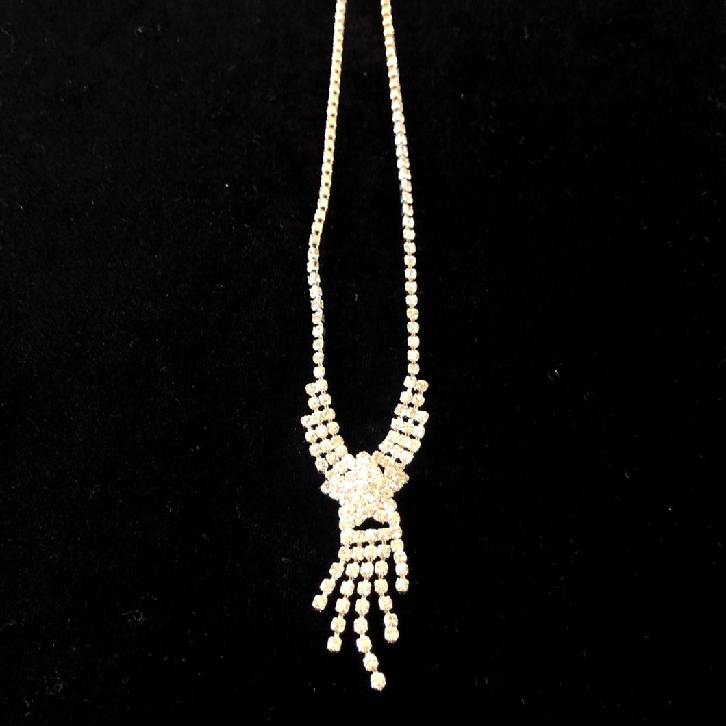 Karat Club Silver Crystal Rhinestone 5 Tiered Necklace