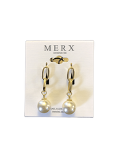 Load image into Gallery viewer, Merx Perla Gold Chain link &amp; Pearl Drop Crystal Earrings
