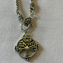 Load image into Gallery viewer, Venus Mid Length Silver Chain Tree of Life Pendant Necklace &amp; Earring Set
