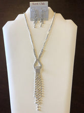 Load image into Gallery viewer, Karat Club Silver Crystal Loop with Crystal 5 Tier Dangle Necklace
