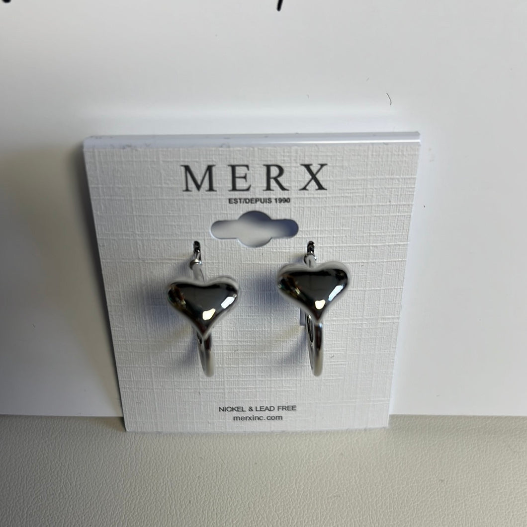 Merx Sofistica Heart Design Rhodium Earrings