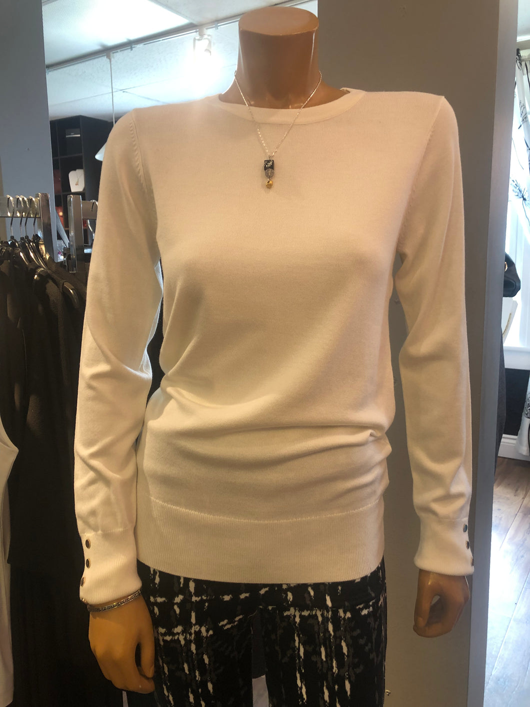 Orly Off-White Round Neck Long Sleeve Sweater