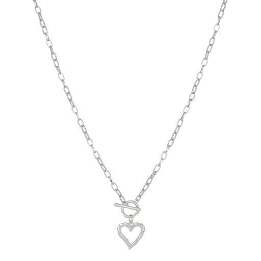 Merx Sofistica Rhodium Heart Cutout Necklace